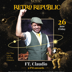 An evening where nostalgia meets elegance.

Join me at Verre for Retro Republic, featuring the finest English retro hits, crafted cocktails, and an atmosphere designed for music lovers.

📍 Vivanta Goa, Miramar
🗓️ 26 June
⏰ 9 PM onwards

Let&rsquo;s celebrate the soundtrack of generations.

#RetroRepublic #ClaudioLive #VerreGoa #RetroClassics #GoaNightlife TimelessMusic VivantaGoa